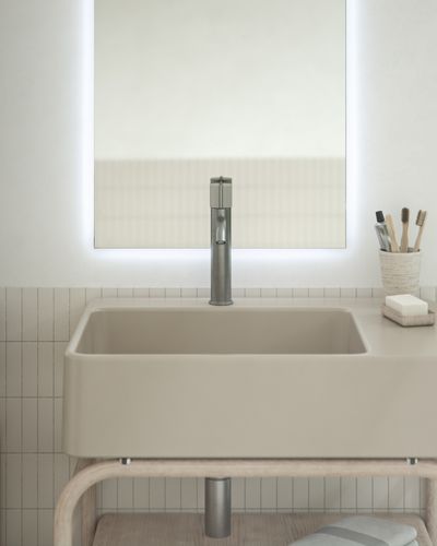 Deck Mounted Basin Tap in Silver Steel