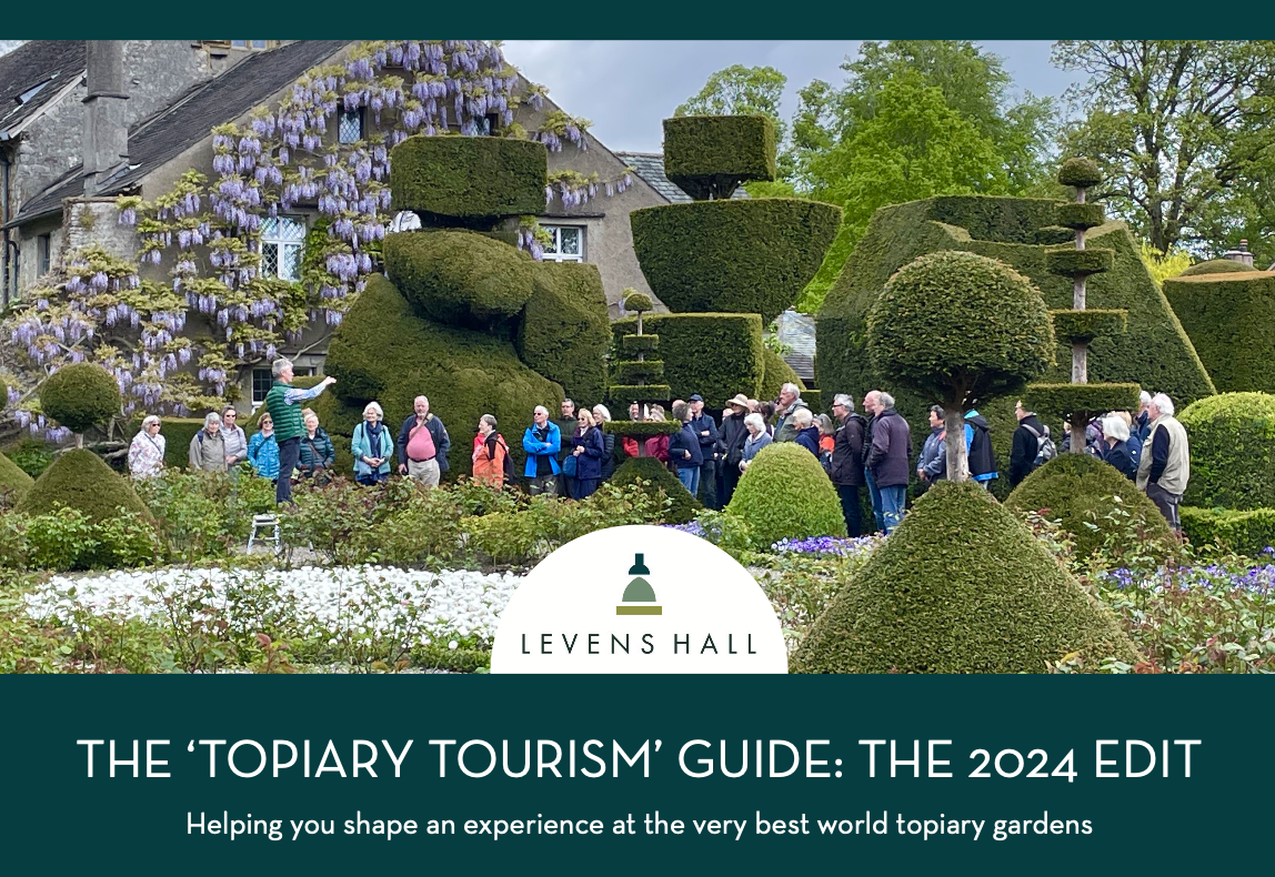 Front cover of the Topiary Tourism Guide, which is a downloadable guide to topiary garden experiences across the world.