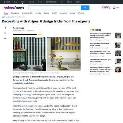 Screencapture of Yahoo! News (Singapore)