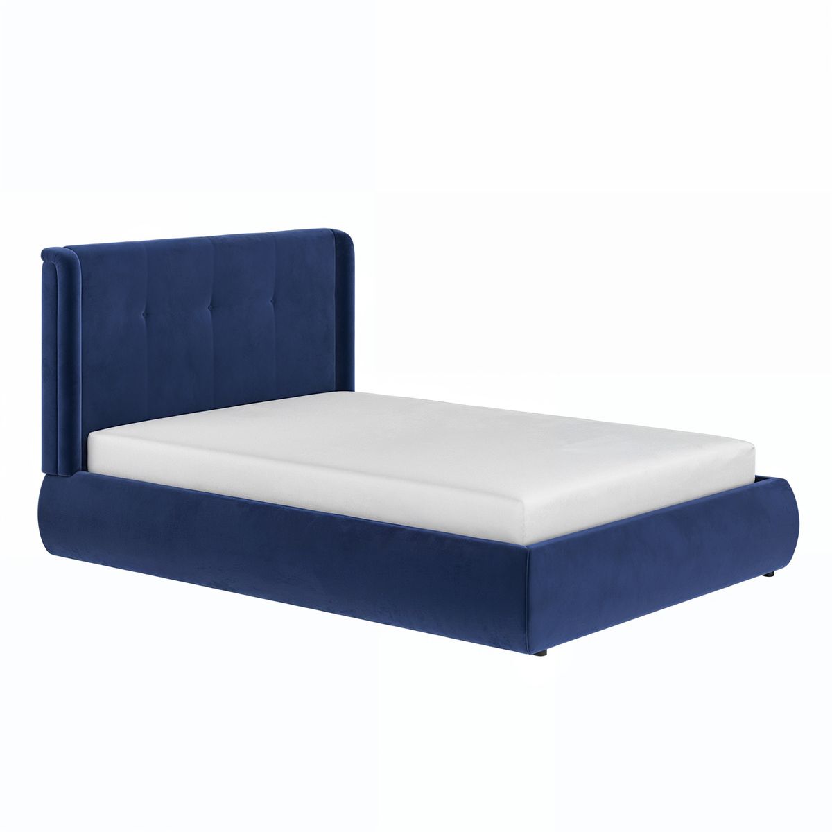 Solace+Co Monte Midnight Velvet Winged Button Headboard Ottoman Bed