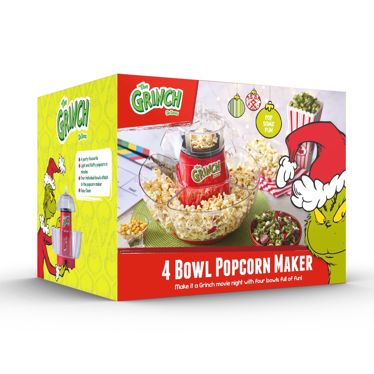 THE GRINCH 4 BOWL POPCORN MAKER - RED