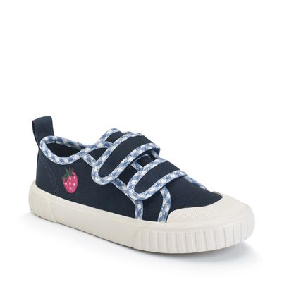 Tide Navy strawberry canvas kids closed rip-tape canvas shoes