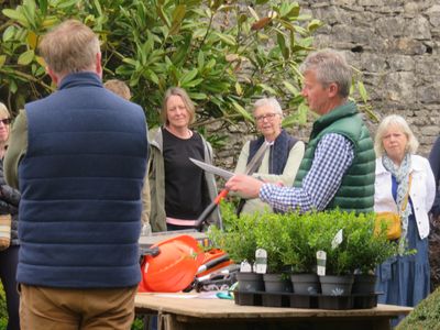 Levens Hall and Gardens' head gardener, Chris Crowder, with some of the tools used for the annual trimming of the world's oldest topiary garden.