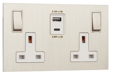 13A switched sockets with USBs, Roma finish