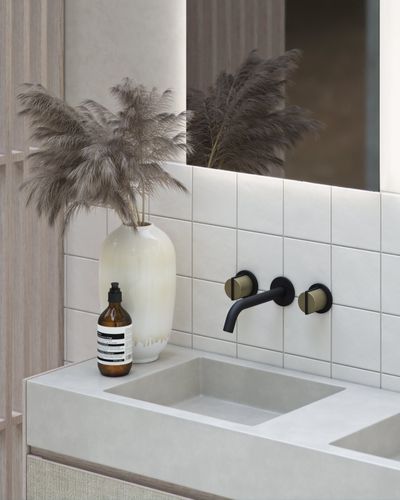 Wall Mounted Basin Tap in Soft Black