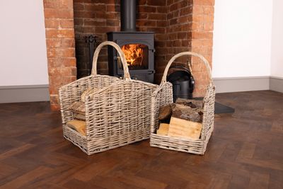 Snug Set Of Two Open Ended Wicker Log Baskets