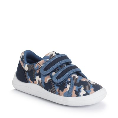 Wriggles Double bar navy camo boys and girls rip-tape first walking shoes