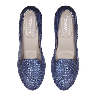 Cocorose London metallic blue 'Clapham' leather loafers