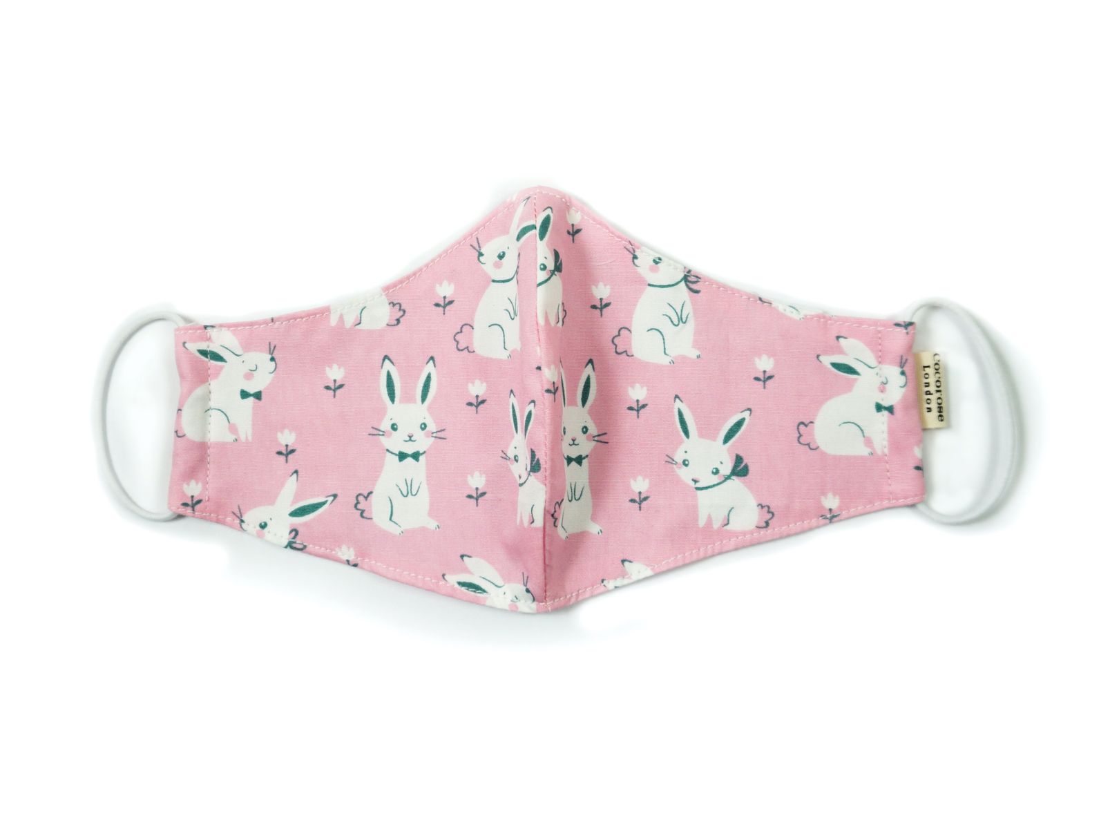 Children's Pink Bunny Rabbits face mask from Cocorose London