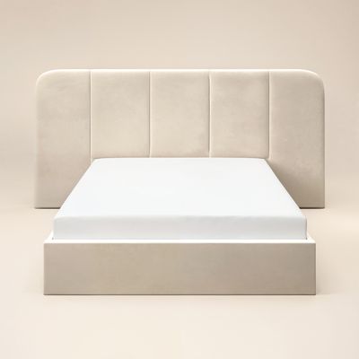Solace+Co Sienna Hotel Ottoman Bed Cream Velvet