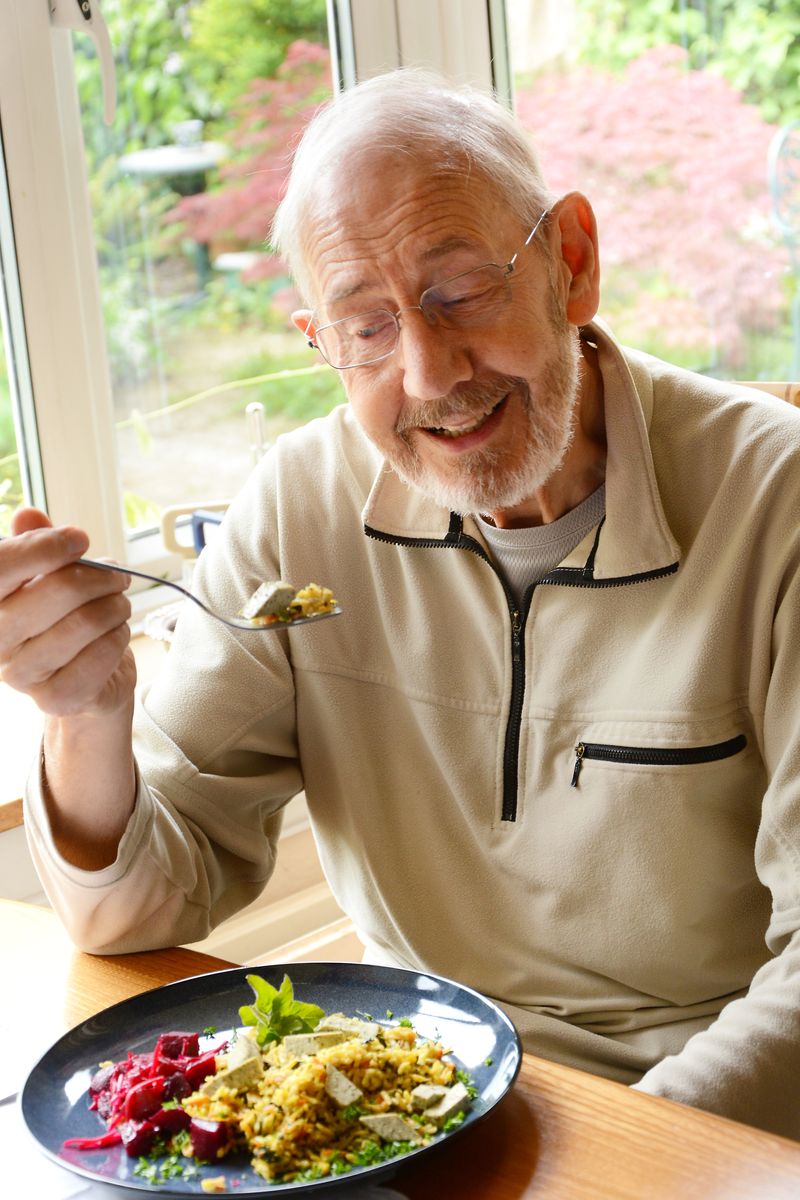 Man eating a salad