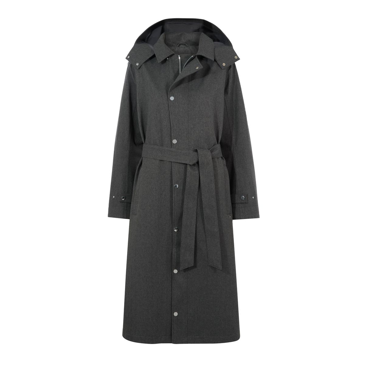 Jemima Womens Waterproof Longline Belted Trench Coat - Charcoal Melange