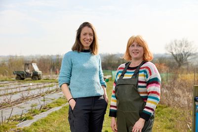 L-R Flower & Farmer owner Milly Naden-Robinson and Moulton College Floristry student Rebecca Whitbread