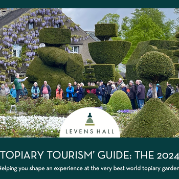 Front cover of the Topiary Tourism Guide, which is a downloadable guide to topiary garden experiences across the world.