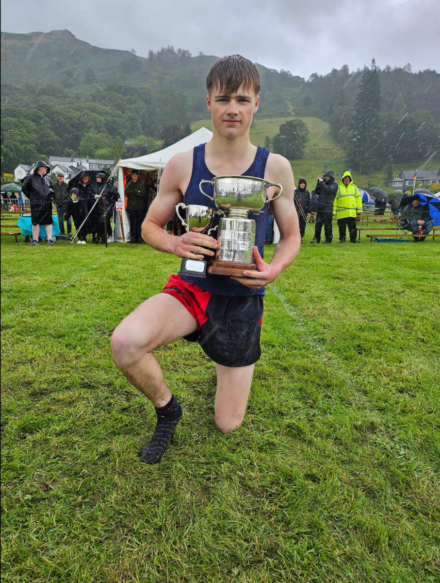 Robbie Pigg, winner of the Men's Under 18 (10 Stones) World Championship at the Grasmere Lakeland Sports and Show 2024.