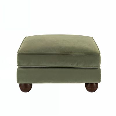 Solace+Co Addison Footstool - Khaki Green Velvet