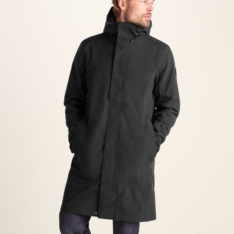 Glenton Mens Long Waterproof Jacket - Black