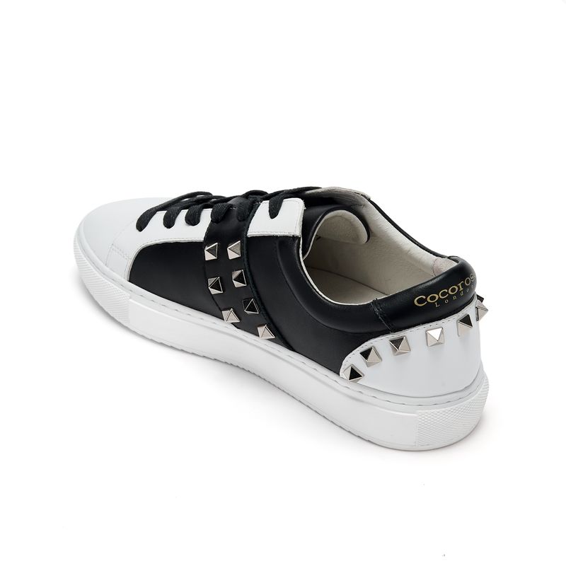 Hoxton Black and White Trainers with Silver Studs