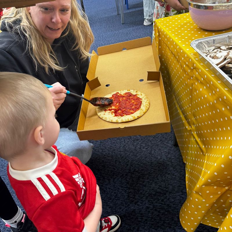 Children making pizza's at YMCA Cheltenham's Easter HAF event in 2026