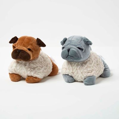 Luxury Fabric Pug Doorstop Set of 2