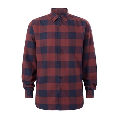 Marcel Mens Brushed Flannel Check Shirt - Blue & Brown Check
