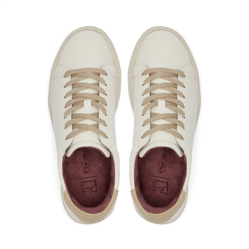 Plant-powered 'Kew' vegan trainer from Cocorose London, in white with beige heel tab