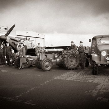 B & W wartime re-enactment with exhibits from the Spitfire Visitor Centre: Hangar 42, Blackpool