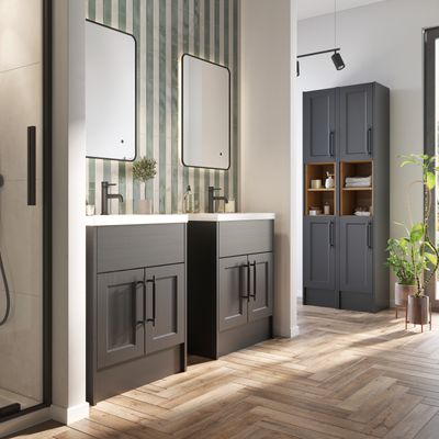 In-Line vanity basin with Maison Cabinet in matt black