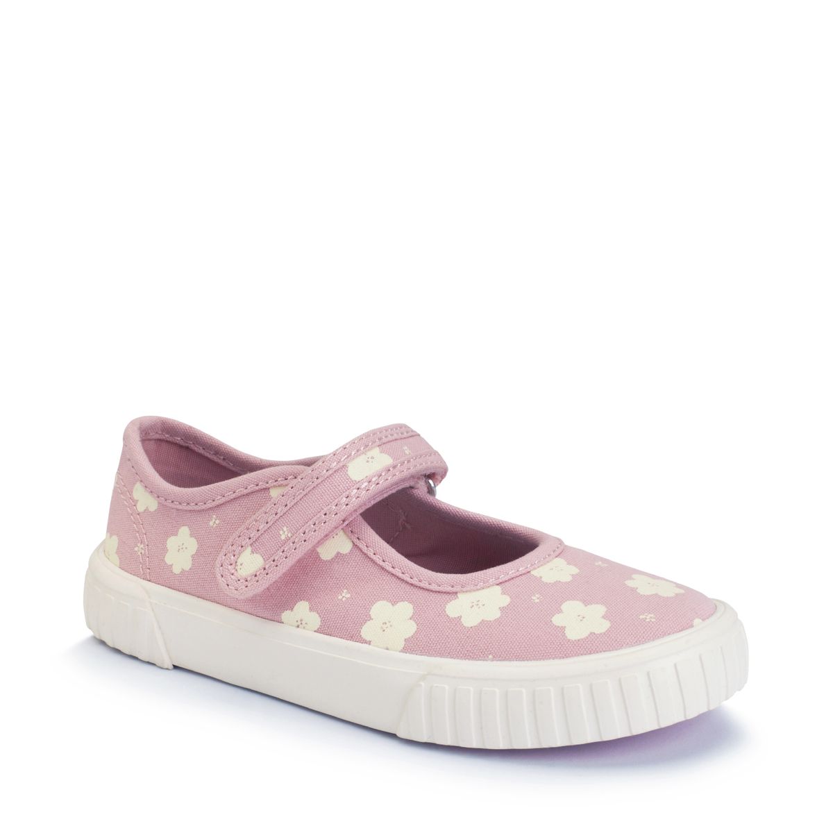 Lemonade Dusty pink flower girls single bar rip-tape canvas shoes