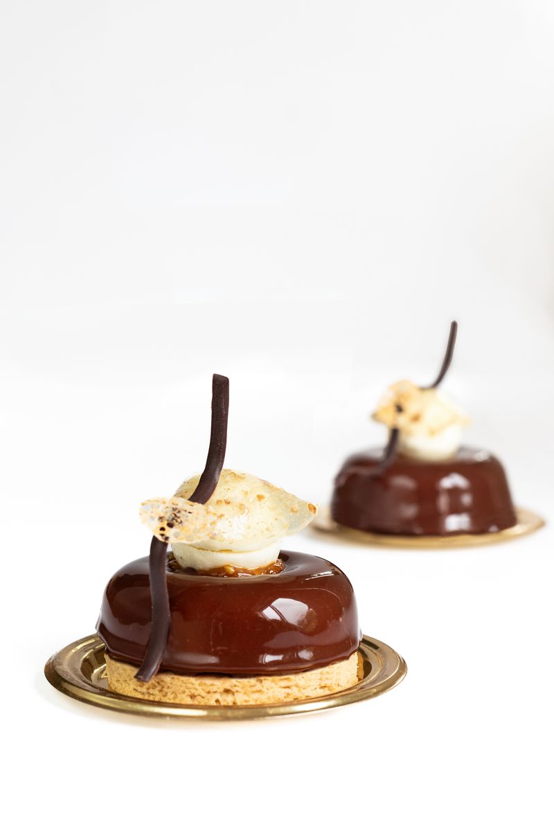Sunflower Chocolate Mousse, French Sable Breton, With A Coconut, Lime And Lemongrass Mousseline