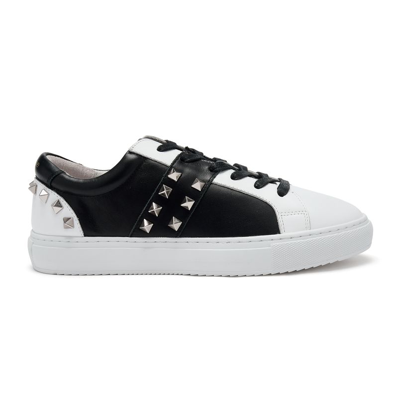 Hoxton - Black and White Trainers with Silver Studs