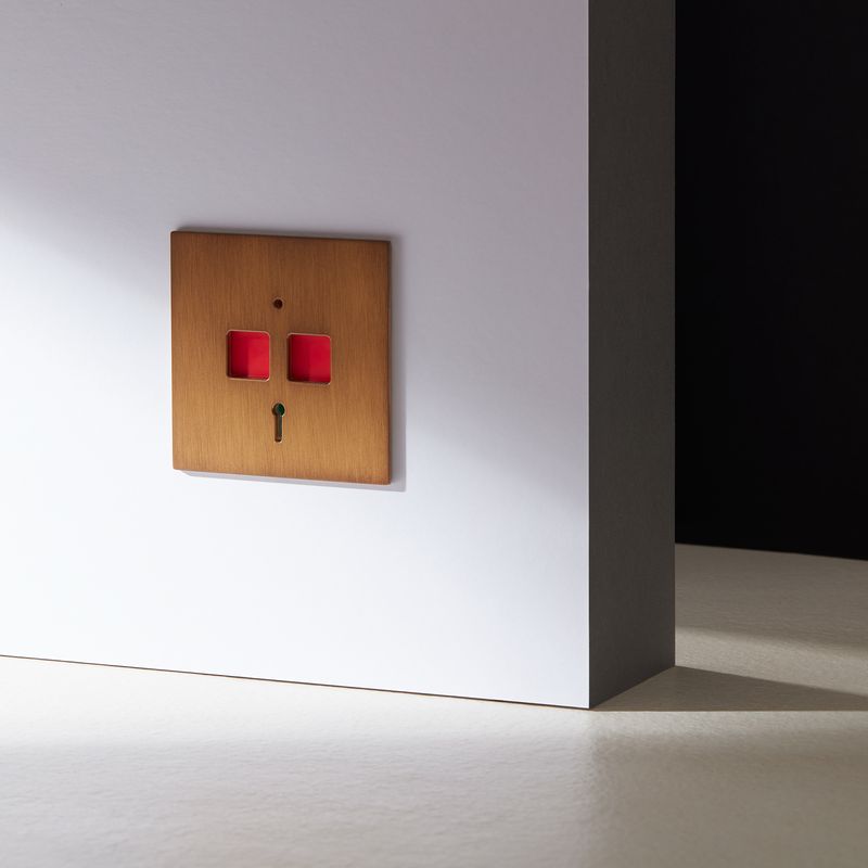 Panic alarm button in Sienna burnished brass finish