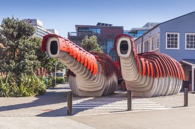 Lobster Loos in Wellington, NZ, the creation of Bret Thurston, on Queen's Wharf