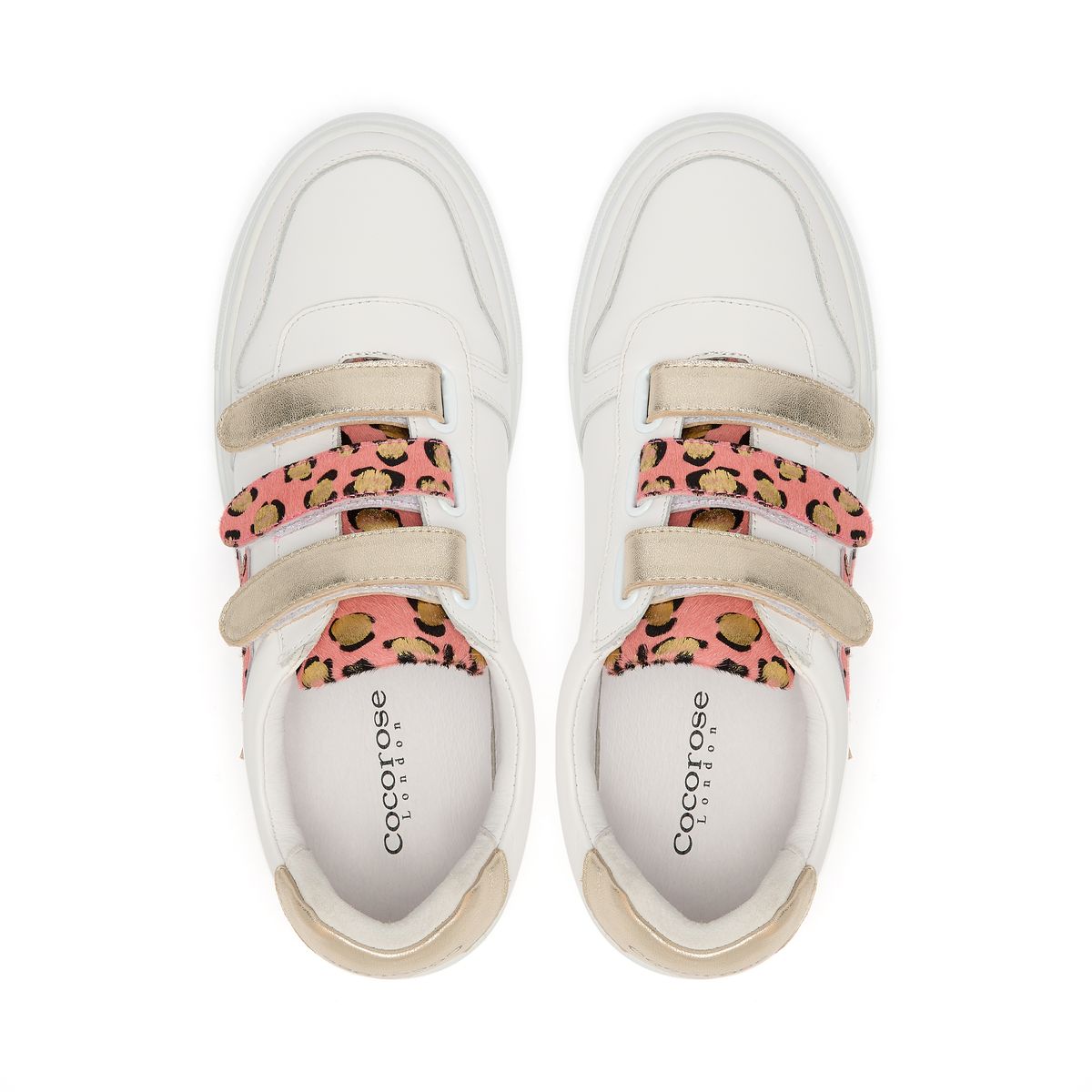 Hoxton Velcro Pink and Gold Leopard Trainers From Cocorose London