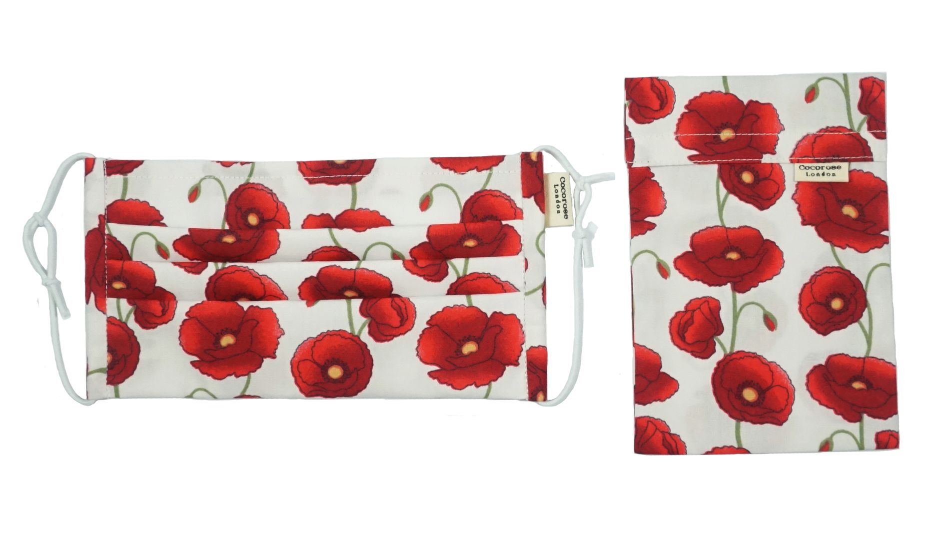 Poppies-in-a-field cotton pleated face mask from Cocorose London