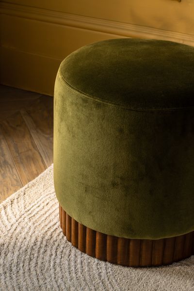 Holborn Footstool In Deep Green Velvet