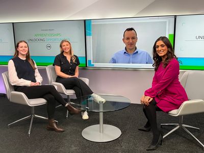 Izzy Small and Joanna Middleton in the ITN Studios
