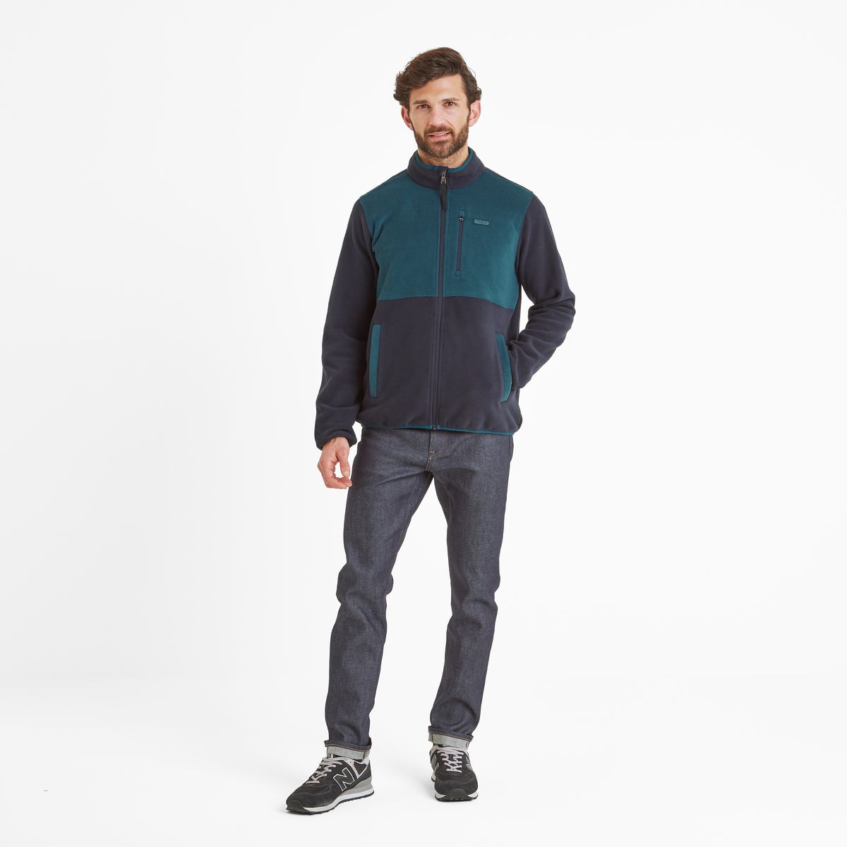Banwell Men's Microfleece Jacket - Dark Indigo/Petrol Green