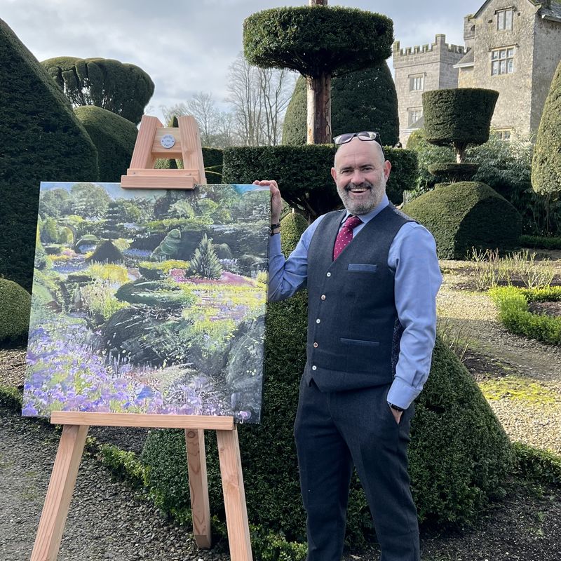 Artist Bob Sutcliffe at Levens Hall and Gardens, Cumbria