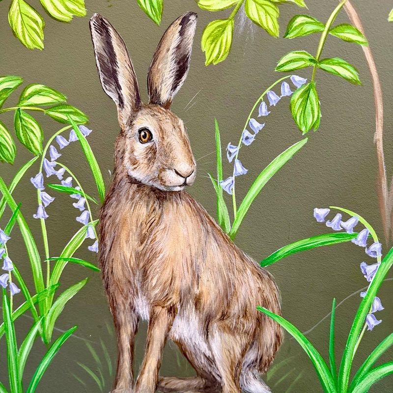 Close-up detail from the Freddie Whimsett mural in Levens Kitchen, at Levens Hall and Gardens, the South Lakes, Cumbria.