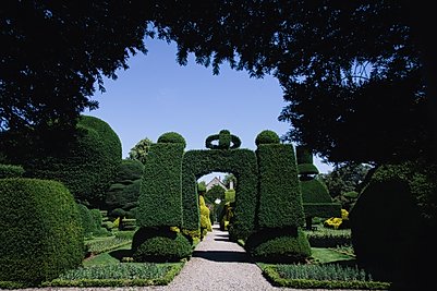 Levens Hall and Gardens, at Levens, near Kendal, in the Southern Lake District, UK.    
