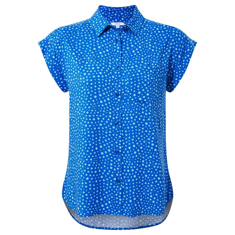 Alston Women's Shoer Short Sleeve Shirt - Mykonos Blue Star Print