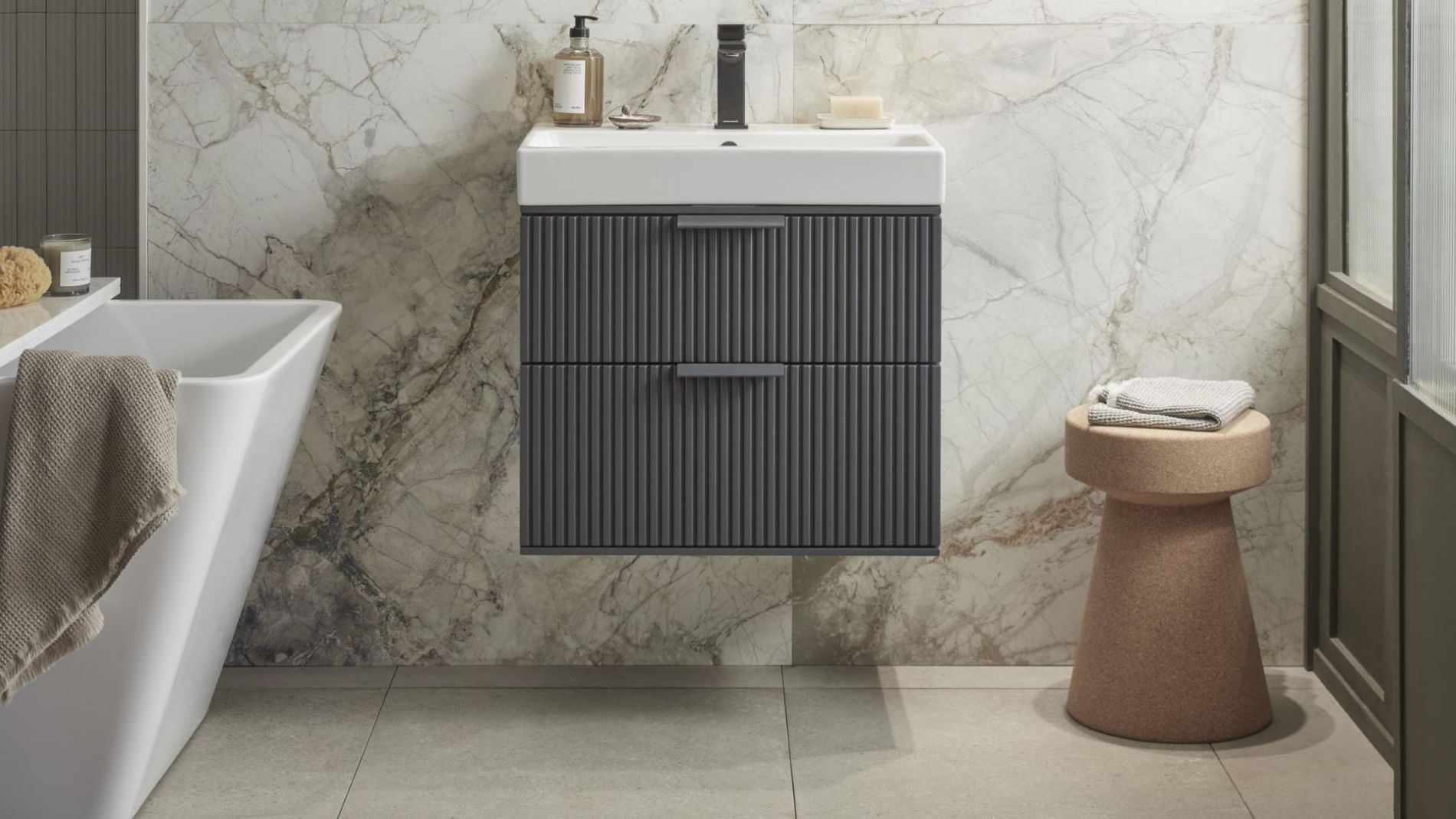 2000px Roper Rhodes, Scheme 600 Fluted Wall Mounted Vanity Unit  Matt Carbon, £670, 8336724.jpg