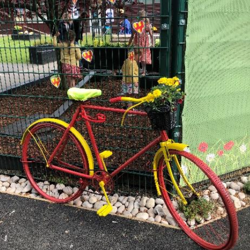 The 100-year-old bike especially decorated by Stannington First School for Northumberland Day 2023.