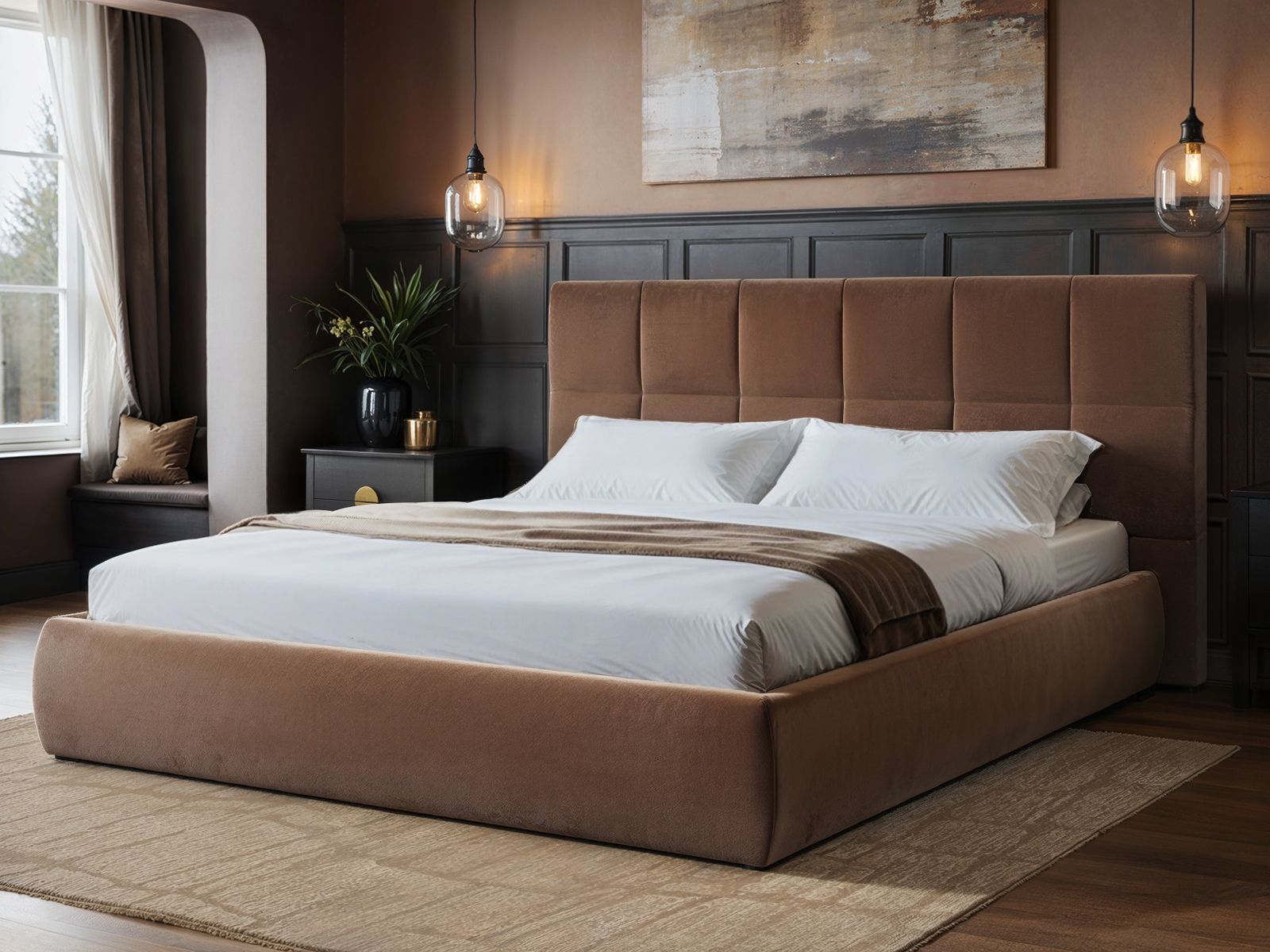 Solace+Co Mika Ottoman Bed Chocolate Velvet