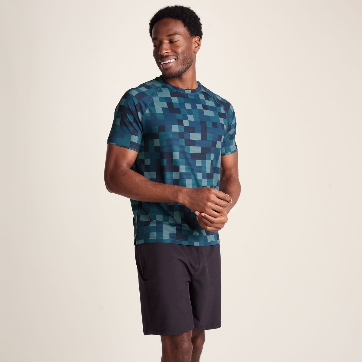 Rayan Men's Performance T-Shirt - Inky Blue Pixel Print