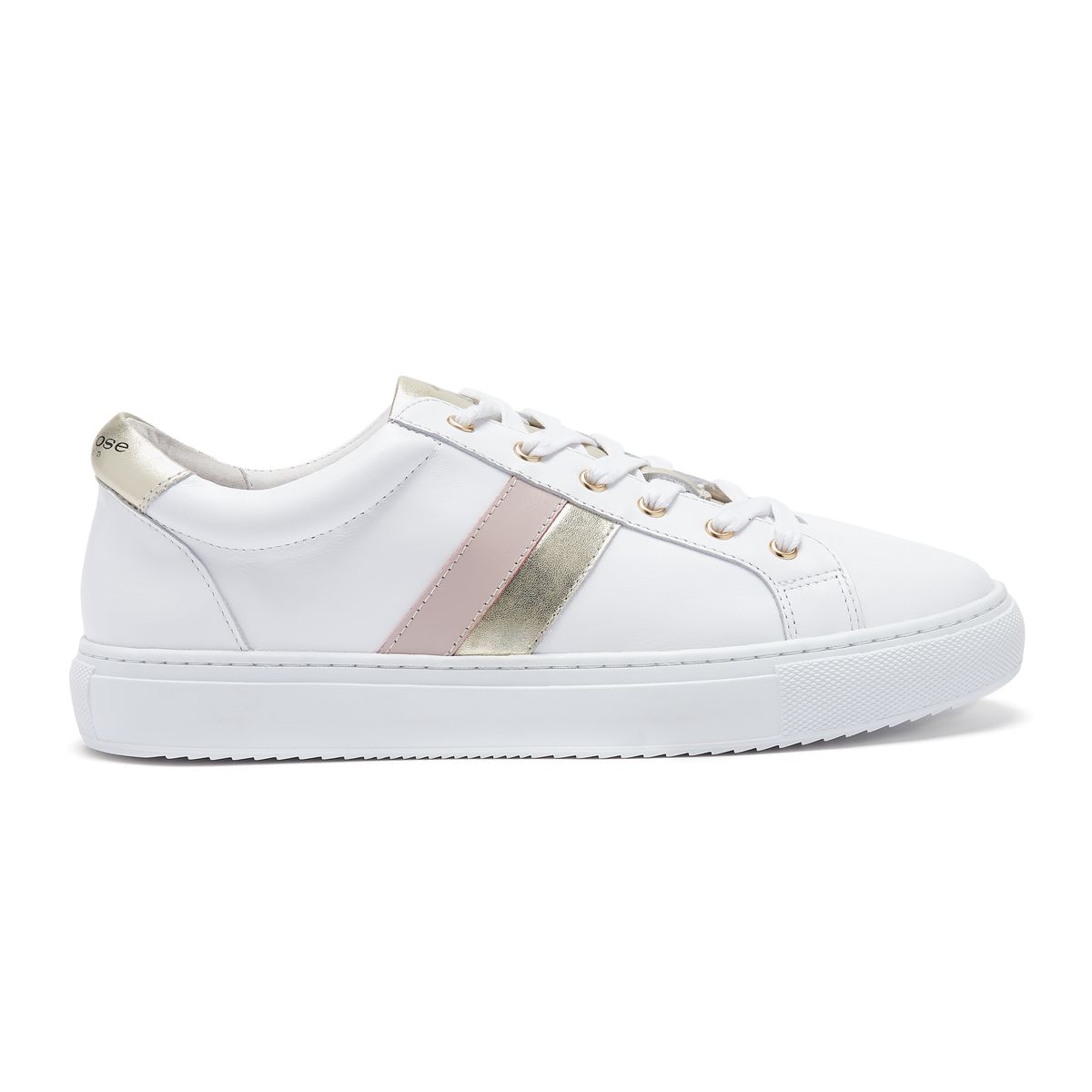 Hoxton Stripes Pink and Gold Leather Low-Top Trainers