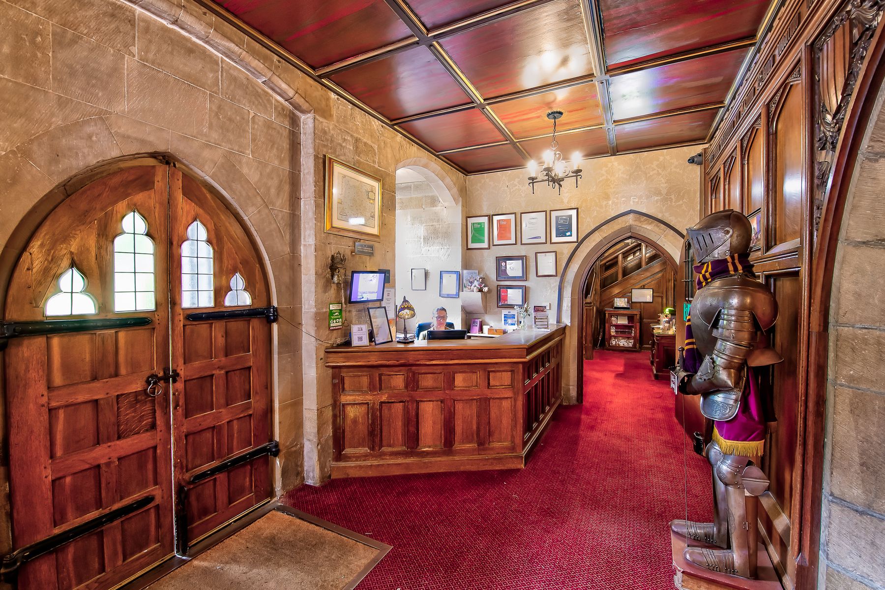 Reception at Langley Castle - a medieval castle hotel and restaurant in Northumberland and UK (Pic 2026)