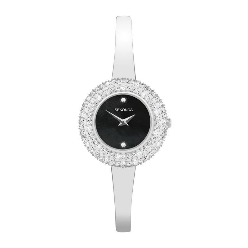 Sekonda Radiance Ladies Watch | Silver Brass Case & Bracelet with Black Dial | 40630