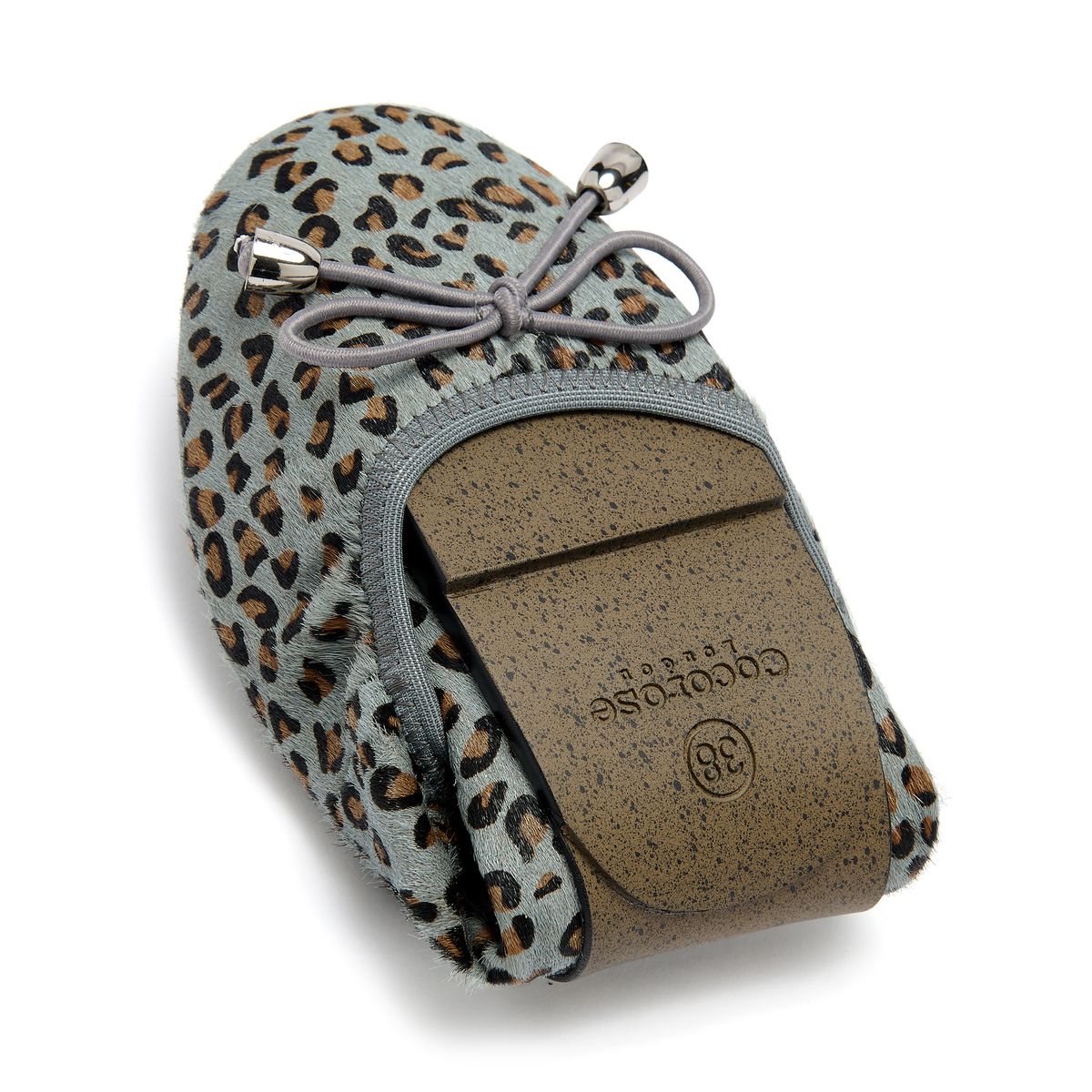 Sandringham Grey Leopard Leather Flats From Cocorose London